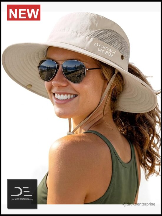 Accessories - Sun Hat with Ponytail Hole, UPF 80+, Wide Brim, Foldable Bucket Hat for Hiking